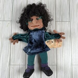 VINTAGE Folkmanis Girl Black Curly Hair FINGER Puppet With Tags